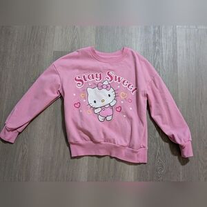 Hello Kitty Pink Girl's Crew Neck Sweatshirt - 7/8 - Preloved